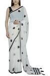 Buy_Samyukta Singhania_White Polka Dot Print Saree _at_Aza_Fashions