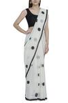 Samyukta Singhania_White Polka Dot Print Saree _Online_at_Aza_Fashions