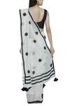 Shop_Samyukta Singhania_White Polka Dot Print Saree _at_Aza_Fashions