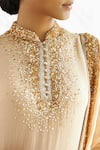 Buy_Nakul Sen_Peach Chiffon Stand Collar Embroidered Kurta Sharara Set _Online_at_Aza_Fashions