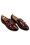 Artimen_Wine Leather Front Strap Loafer _Online_at_Aza_Fashions