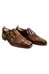 Artimen_Brown Leather Double Strap Monk Shoes _Online_at_Aza_Fashions