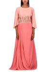 Shop_Samyukta Singhania_Pink Muslin Draped Anarkali_Online_at_Aza_Fashions