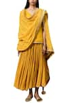 Buy_Kharakapas_Yellow Embroidered Kurta Lehenga Set  _at_Aza_Fashions