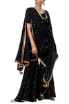 Buy_Kharakapas_Black Embroidered Kurta Sharara Set _at_Aza_Fashions