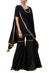Kharakapas_Black Embroidered Kurta Sharara Set _Online_at_Aza_Fashions