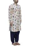 Pranay Baidya_White Tussar Dupion Silk Printed Kurta_Online_at_Aza_Fashions