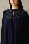 Buy_Namrata Joshipura_Blue Jersey Mandarin Collar Asymmetric Tunic_Online_at_Aza_Fashions