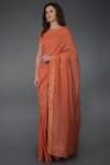 Buy_Talking Threads_Coral Kota Linen Bateau Saree With Blouse  _Online_at_Aza_Fashions