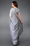 Shop_Talking Threads_Grey Kota Linen Bateau Saree With Blouse  _at_Aza_Fashions