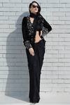 Buy_Talking Threads_Black Velvet Saree With Embroidered Jacket_at_Aza_Fashions
