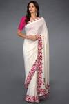 Buy_Talking Threads_Off White Pure Crepe Silk Embroidered Saree With Unstitched Blouse Fabric_at_Aza_Fashions