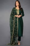 Buy_Talking Threads_Green Tussar Silk Split Kurta Set  _at_Aza_Fashions