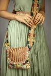Buy_Torani_Green Chanderi Printed Sling Bag_at_Aza_Fashions