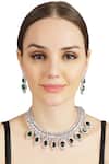 Shop_Auraa Trends_Silver Plated Crystals, Stones Choker Set_at_Aza_Fashions