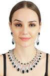 Shop_Auraa Trends_Silver Plated Crystals, Stones Choker Set_at_Aza_Fashions