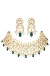 Buy_Auraa Trends_Gold Plated Beads, Stones, Zari Kundan Choker Earrings Set _at_Aza_Fashions