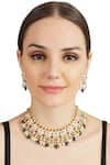 Shop_Auraa Trends_Gold Plated Beads, Stones, Zari Kundan Choker Earrings Set _at_Aza_Fashions