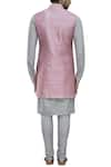 Shop_Manish Nagdeo_Grey Silk Bundi And Kurta Set For Kids_at_Aza_Fashions