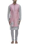 Manish Nagdeo_Grey Silk Bundi And Kurta Set For Kids_Online_at_Aza_Fashions