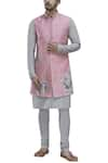 Buy_Manish Nagdeo_Grey Silk Bundi And Kurta Set For Kids_at_Aza_Fashions