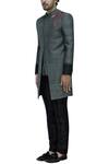 Manish Nagdeo_Black Silk Sherwani With Trousers_Online_at_Aza_Fashions