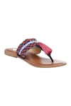 Buy_Sole Fry_Multi Color Embroidered T-strap Flat Sandals _at_Aza_Fashions