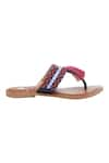 Sole Fry_Multi Color Embroidered T-strap Flat Sandals _Online_at_Aza_Fashions