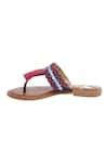 Shop_Sole Fry_Multi Color Embroidered T-strap Flat Sandals _Online_at_Aza_Fashions