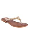 Buy_Sole Fry_Gold Embellished Flat Sandals _at_Aza_Fashions