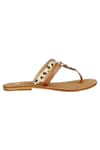 Sole Fry_Brown Textured T-strap Flat Sandals _Online_at_Aza_Fashions