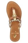 Buy_Sole Fry_Brown Textured T-strap Flat Sandals _Online_at_Aza_Fashions