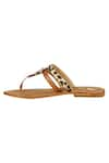 Shop_Sole Fry_Brown Textured T-strap Flat Sandals _Online_at_Aza_Fashions