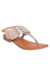 Buy_Sole Fry_Gold Sling Back Flat Sandals _at_Aza_Fashions