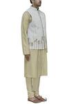 Buy_Ekam By Manish_Beige Linen Embroidered Bundi_Online_at_Aza_Fashions