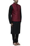 Buy_Ekam By Manish_Maroon Silk Blend Pintuck Bundi_Online_at_Aza_Fashions