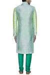 Shop_Nitesh Singh Chauhan_Green Button Front Sherwani Set _at_Aza_Fashions