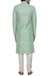 Shop_Nitesh Singh Chauhan_Green Raw Silk Embroidered Sherwani Set _at_Aza_Fashions