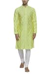 Buy_Nitesh Singh Chauhan_White Art Chanderi Kurta Set _at_Aza_Fashions