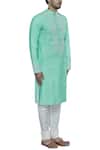 Nitesh Singh Chauhan_Green Embroidered Kurta  _Online_at_Aza_Fashions