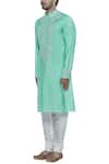 Buy_Nitesh Singh Chauhan_Green Embroidered Kurta  _Online_at_Aza_Fashions
