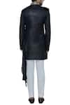 Shop_Nitesh Singh Chauhan_Black Imported Suede Draped Sherwani Set _at_Aza_Fashions