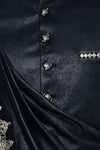 Nitesh Singh Chauhan_Black Imported Suede Draped Sherwani Set _at_Aza_Fashions