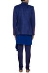 Shop_Nitesh Singh Chauhan_Blue Imported Suede Button Front Bandhgala Set_at_Aza_Fashions