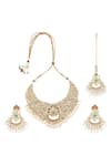 Shop_MINAKI_Gold Plated Stone Kundan Choker Set_at_Aza_Fashions