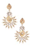 Shop_MINAKI_Gold Plated Polki Stones Chandbalis_at_Aza_Fashions