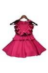 Buy_Fayon Kids_Pink Lycra Pearls Ruffled Dress _at_Aza_Fashions