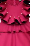 Fayon Kids_Pink Lycra Pearls Ruffled Dress _Online_at_Aza_Fashions