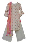 Buy_FAYON KIDS_White Cotton Embroidered Kurta Set _at_Aza_Fashions