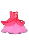 Buy_Fayon Kids_Pink Silk Pearls, Applique 3d Embellished Floral Gown _at_Aza_Fashions